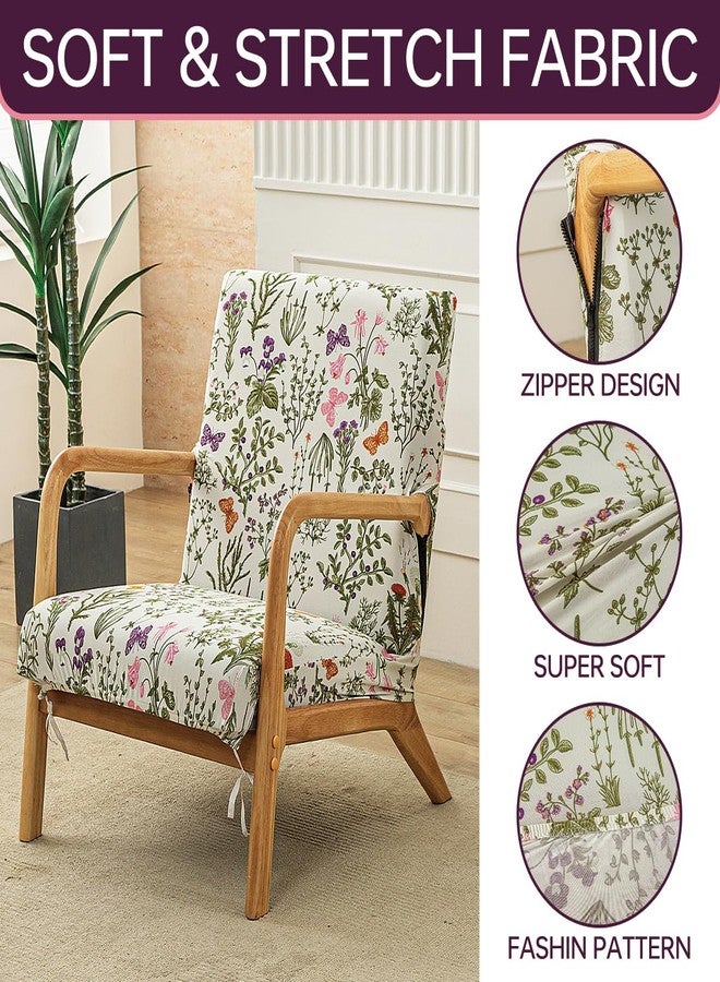 SONNACH Mid-Century Modern Chair Cover,Stretch Accent Chair Slipcovers with Arms,Printed Reading Armchair Covers Washable for Living Room (Butterfly) - Image 5